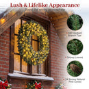60 Inch Pre-Lit Artificial Christmas Wreath 200 LED Warm White Lights