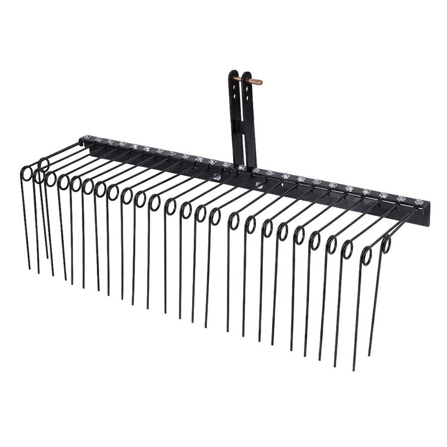 60 inch Pine Straw Rake Tow Behind Landscape Rake with 26 Metal Coil Tines