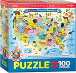 Puzzle: Educational Charts for Kids - Illustrated Map of the United States of America