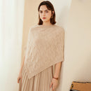 Women's Round Neck Cashmere Pullover Cloak with Twisted Pattern