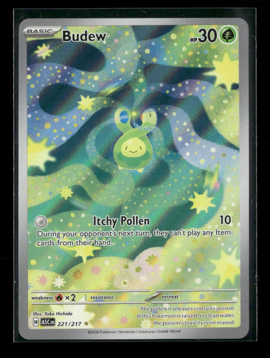 pokemon budew card | 2026 ASC EN-ASCENDED HEROES 221 | ILLUSTRATION RARE | PSA GEM MT 10 | CardsHQ show it to your opponent 2026 Pokemon Ascended Heroes #221/217