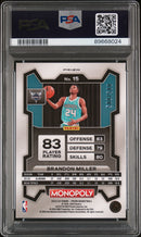 2023 Panini Prizm Monopoly Gold Millionaire Shimmer Brandon Miller 9 PSA #15