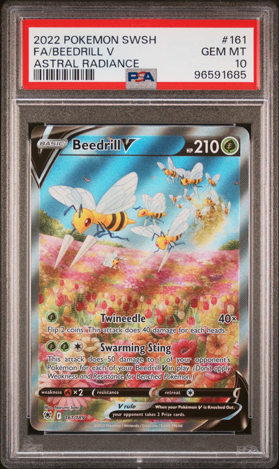 2022 Pokemon Sword & Shield Astral Radiance Fa/Beedrill V 10 PSA #161