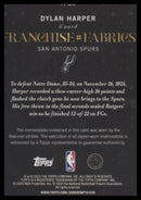 2025-26 Topps Franchise Fabrics Holo Foil Dylan Harper #FF-DH