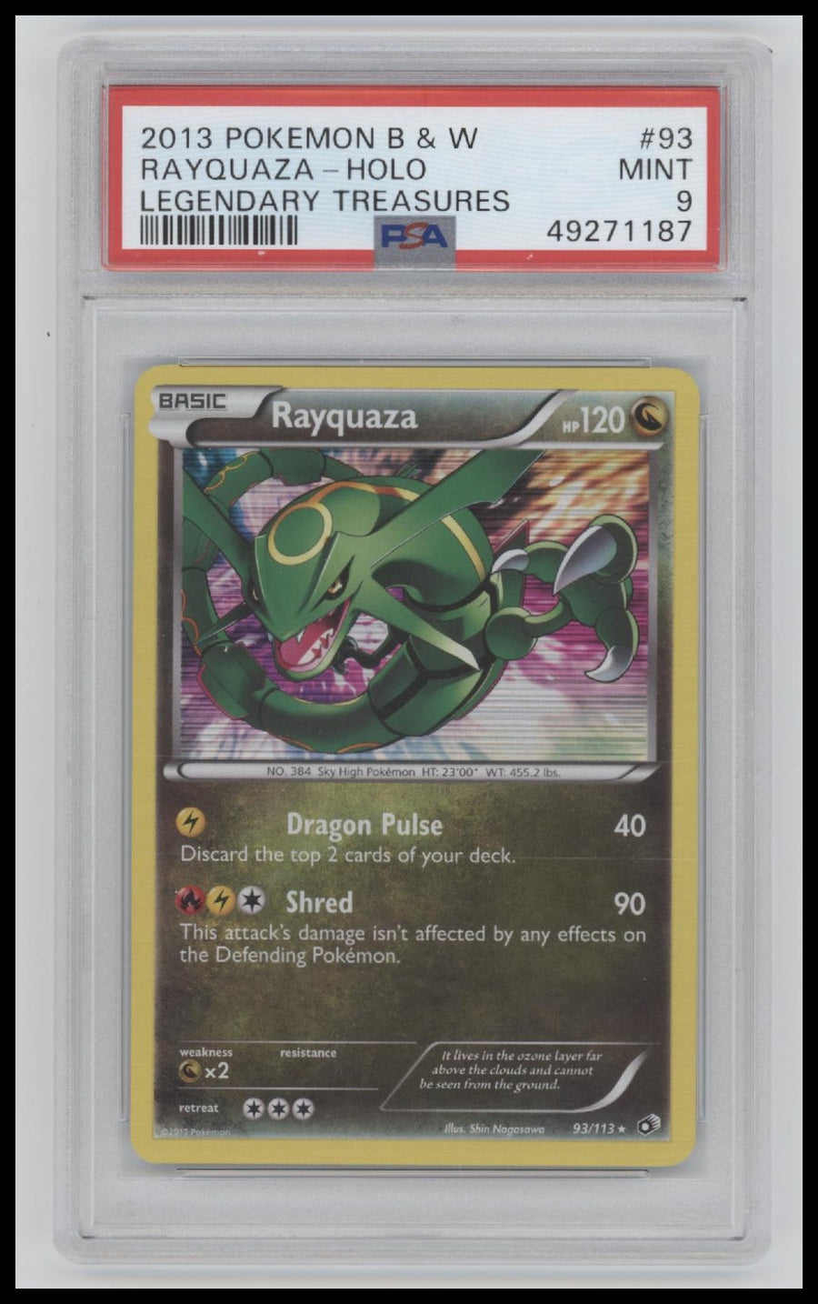 2013 Pokemon Black & White Legendary Treasures Rayquaza-Holo 9 PSA #93