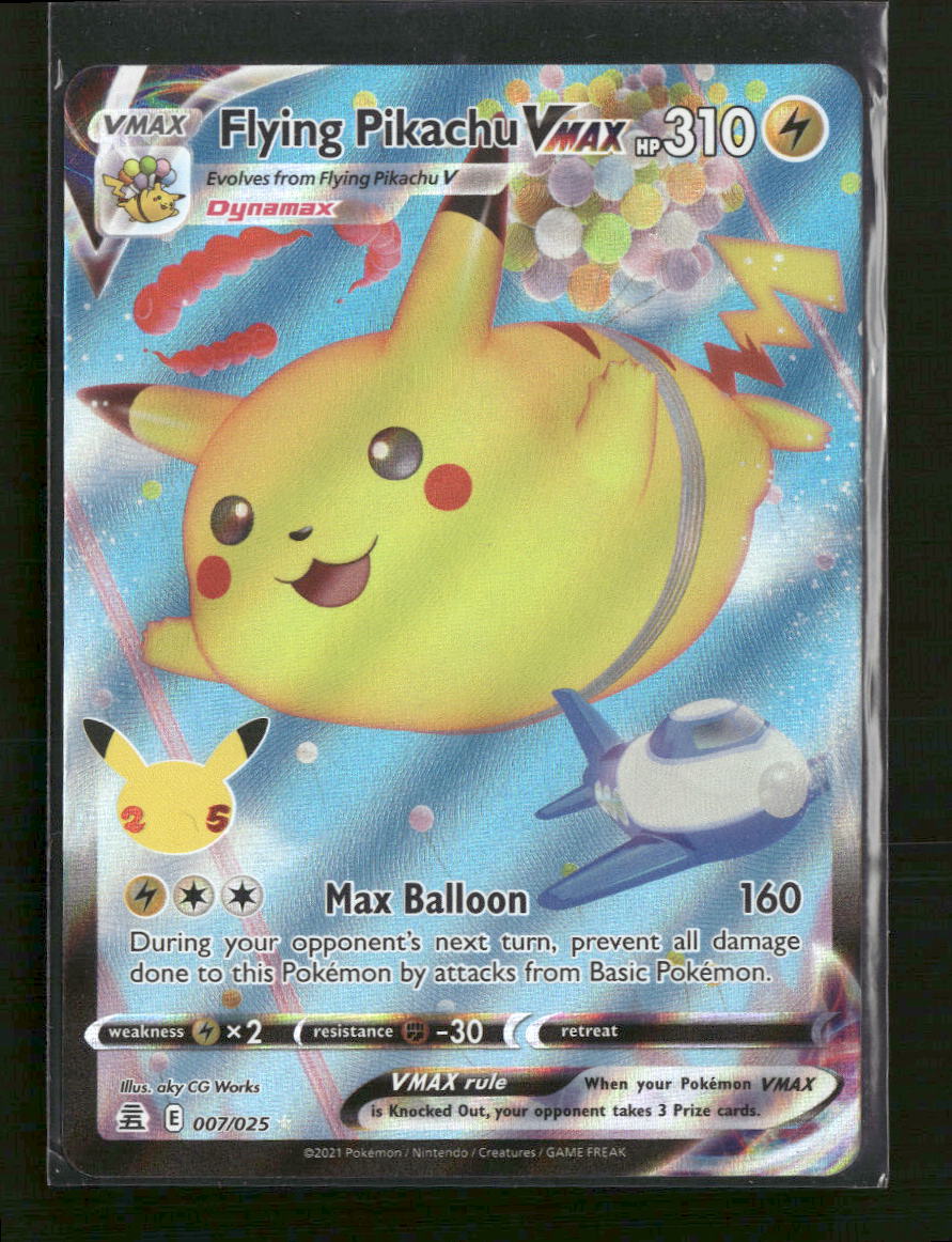 how much is a flying pikachu pokemon card worth Attack 2 Celebrations Flying Pikachu VMAX #007/025