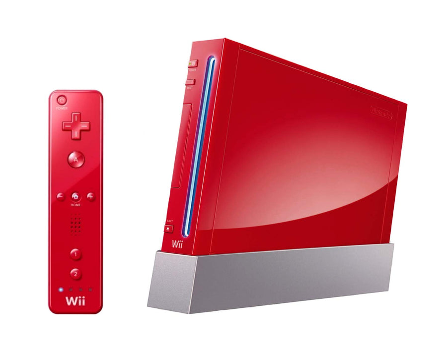 Red Nintendo Wii With Wii Sports (Wii)
