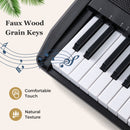 61 Keys Beginners Piano Keyboard Electric Keyboard Kit with Adjustable Stand and Stool-Black