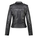 Turn-down Collar Motorcycle PU Leather Jacket Womens