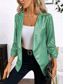 Fashionable Gold-foil-pressed Shimmering Petite Blazer Top