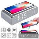 LED Alarm Clock Wireless Charger Thermometer Mirror Clock