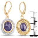 14K Yellow Gold Plated 7.42 Carat Genuine Tanzanite and White Topaz .925 Sterling Silver Earrings
