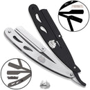 The Shave Factory Straight Edge Razor Kit (Black /100 Derby Professional Single Edge Razor Blades/Osma Alum Block)