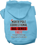 Christmas Pet, Dog & Cat Hoodie Screen Printed, "North Pole Correctional"