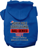 Christmas Pet, Dog & Cat Hoodie Screen Printed, "North Pole Correctional"