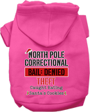 Christmas Pet, Dog & Cat Hoodie Screen Printed, "North Pole Correctional"