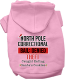 Christmas Pet, Dog & Cat Hoodie Screen Printed, "North Pole Correctional"