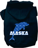 Pet Dog & Cat Screen Printed Hoodie for Medium to Large Pets (Sizes 2XL-6XL), "Alaska Blue Dolphins"