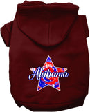 Pet Dog & Cat Screen Printed Hoodie for Small to Medium Pets (Sizes XS-XL), "Alabama Patriotic Tie Dye"