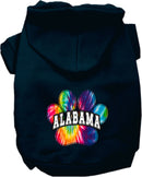 Pet Dog & Cat Screen Printed Hoodie for Small to Medium Pets (Sizes XS-XL), "Alabama Bright Tie Dye"