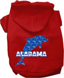 Pet Dog & Cat Screen Printed Hoodie for Small to Medium Pets (Sizes XS-XL), "Alabama Blue Dolphins"