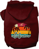 Pet Dog & Cat Screen Printed Hoodie for Small to Medium Pets (Sizes XS-XL), "Alabama Retro Beach Sunset"