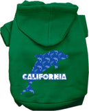 Pet Dog & Cat Screen Printed Hoodie for Small to Medium Pets (Sizes XS-XL), "California Blue Dolphins"