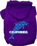 Pet Dog & Cat Screen Printed Hoodie for Small to Medium Pets (Sizes XS-XL), "California Blue Dolphins"