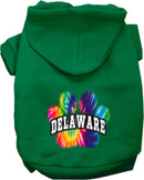 Pet Dog & Cat Screen Printed Hoodie for Medium to Large Pets (Sizes 2XL-6XL), "Delaware Bright Tie Dye"