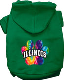 Pet Dog & Cat Screen Printed Hoodie for Small to Medium Pets (Sizes XS-XL), "Illinois Bright Tie Dye"
