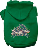 Pet Dog & Cat Screen Printed Hoodie for Small to Medium Pets (Sizes XS-XL), "Louisiana Retro Crabs"