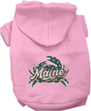 Pet Dog & Cat Screen Printed Hoodie for Small to Medium Pets (Sizes XS-XL), "Maine Retro Crabs"