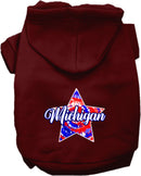 Pet Dog & Cat Screen Printed Hoodie for Small to Medium Pets (Sizes XS-XL), "Michigan Patriotic Tie Dye"