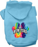 Pet Dog & Cat Screen Printed Hoodie for Small to Medium Pets (Sizes XS-XL), "New York Bright Tie Dye"