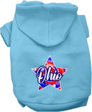 Pet Dog & Cat Screen Printed Hoodie for Small to Medium Pets (Sizes XS-XL), "Ohio Patriotic Tie Dye"