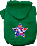 Pet Dog & Cat Screen Printed Hoodie for Small to Medium Pets (Sizes XS-XL), "Ohio Patriotic Tie Dye"