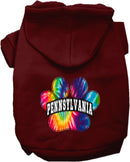 Pet Dog & Cat Screen Printed Hoodie for Small to Medium Pets (Sizes XS-XL), "Pennsylvania Bright Tie Dye"