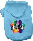 Pet Dog & Cat Screen Printed Hoodie for Small to Medium Pets (Sizes XS-XL), "Rhode Island Bright Tie Dye"