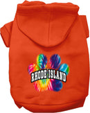 Pet Dog & Cat Screen Printed Hoodie for Small to Medium Pets (Sizes XS-XL), "Rhode Island Bright Tie Dye"