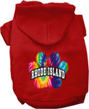 Pet Dog & Cat Screen Printed Hoodie for Small to Medium Pets (Sizes XS-XL), "Rhode Island Bright Tie Dye"