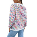 Fashionable Knitted Pullover Colored Plaid Women