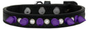Pet and Dog Spike Collar, "Clear Crystals & Purple Spikes”