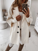 Winter Fashion Lapel Pocket Jacket For Women