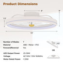 19 Inch Ceiling Fan Low Profile Flush Mount Fan with 3000-6500K Dimmable LED-White