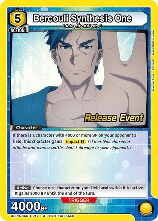 Bercouli Synthesis One (UEPR/SAO-1-017) - UE07BT Sword Art Online Release Event Cards