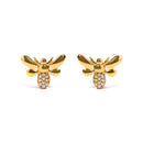 10K Yellow Gold Diamond Accented Bumble Bee Stud Earring (H-I Color, I1-I2 Clarity)