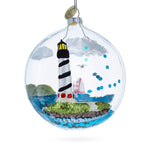 Lighthouse in Glass Dome Blown Glass Christmas Ornament
