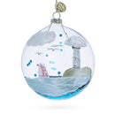 Lighthouse in Glass Dome Blown Glass Christmas Ornament
