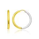 14k Two-Tone Gold Hoop Earrings in a Hinged Style