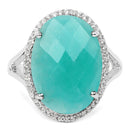 8.14 Carat Genuine Amazonite And White Topaz .925 Sterling Silver Ring